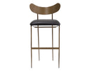 GIBBONS BARSTOOL - ANTIQUE BRASS CHARCOAL BLACK LEATHER