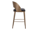 DEZIRAE BARSTOOL - ANTIQUE BRASS CHARCOAL BLACK LEATHER