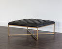 ENDALL OTTOMAN - ANTIQUE BRASS VINTAGE BLACK NIGHT LEATHER