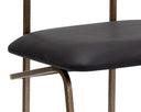 GIBBONS DINING CHAIR - ANTIQUE BRASS CHARCOAL BLACK LEATHER