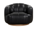 TADEO SWIVEL ARMCHAIR - RUSTIC OAK VINTAGE BLACK NIGHT LEATHER
