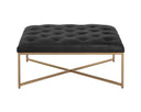ENDALL OTTOMAN - ANTIQUE BRASS VINTAGE BLACK NIGHT LEATHER