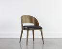 DEZIRAE DINING CHAIR - ANTIQUE BRASS CHARCOAL BLACK LEATHER