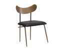GIBBONS DINING CHAIR - ANTIQUE BRASS CHARCOAL BLACK LEATHER