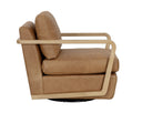 CASTELL SWIVEL LOUNGE CHAIR - RUSTIC OAK LUDLOW SESAME LEATHER