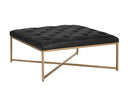 ENDALL OTTOMAN - ANTIQUE BRASS VINTAGE BLACK NIGHT LEATHER
