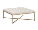 ENDALL OTTOMAN - ANTIQUE BRASS VINTAGE VANILLA LEATHER