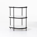 Celes Felix Oval Nightstand - Polished White Marble Hammered Grey