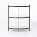 Aurelia Oval Nightstand - Polished White Marble Antique Brass