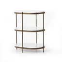 Celes Felix Oval Nightstand - Polished White Marble Antique Brass