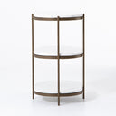 Celes Felix Oval Nightstand - Polished White Marble Antique Brass