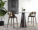 DEZIRAE BARSTOOL - ANTIQUE BRASS CHARCOAL BLACK LEATHER