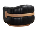 TADEO SWIVEL ARMCHAIR - RUSTIC OAK VINTAGE BLACK NIGHT LEATHER