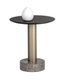 MONACO END TABLE - GOLD GREY MARBLE CHARCOAL GREY
