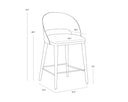DEZIRAE COUNTER STOOL - ANTIQUE BRASS CHARCOAL BLACK LEATHER