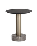 MONACO END TABLE - GOLD GREY MARBLE CHARCOAL GREY