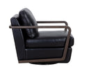 CASTELL SWIVEL LOUNGE CHAIR - BROWN CORTINA BLACK LEATHER