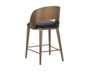 DEZIRAE COUNTER STOOL - ANTIQUE BRASS CHARCOAL BLACK LEATHER