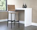 OMARI BARSTOOL - SUEDE LIGHT TAN LEATHER