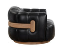 TADEO SWIVEL ARMCHAIR - RUSTIC OAK VINTAGE BLACK NIGHT LEATHER