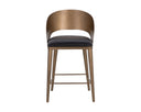 DEZIRAE COUNTER STOOL - ANTIQUE BRASS CHARCOAL BLACK LEATHER