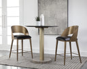 DEZIRAE COUNTER STOOL - ANTIQUE BRASS CHARCOAL BLACK LEATHER