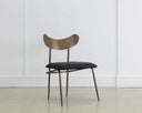GIBBONS DINING CHAIR - ANTIQUE BRASS CHARCOAL BLACK LEATHER