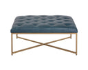 ENDALL OTTOMAN - ANTIQUE BRASS VINTAGE PEACOCK LEATHER