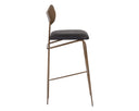 GIBBONS BARSTOOL - ANTIQUE BRASS CHARCOAL BLACK LEATHER