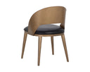 DEZIRAE DINING CHAIR - ANTIQUE BRASS CHARCOAL BLACK LEATHER