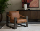 BERKE LOUNGE CHAIR - GUNMETAL TAN LEATHER