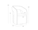 KENDRICK WHEELED DINING ARMCHAIR - MOTO STUCCO