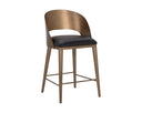 DEZIRAE COUNTER STOOL - ANTIQUE BRASS CHARCOAL BLACK LEATHER
