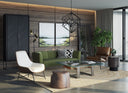 ZANCOR LOUNGE CHAIR - GUNMETAL TAN LEATHER