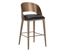 DEZIRAE BARSTOOL - ANTIQUE BRASS CHARCOAL BLACK LEATHER