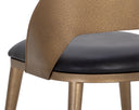 DEZIRAE DINING CHAIR - ANTIQUE BRASS CHARCOAL BLACK LEATHER
