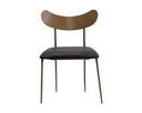 GIBBONS DINING CHAIR - ANTIQUE BRASS CHARCOAL BLACK LEATHER