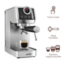 Wirsh 20 Bar Espresso Machine with Plastic Free Portafilter and Steamer, Pressure Gauge, Touch Screen, Full Stainless Steel (Home Barista Plus)
